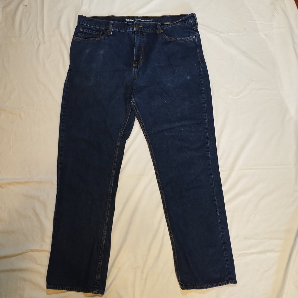 Old Navy Mens Dark Wash Regular Straight Fit Jeans Size 40x30 (Tag 40x32) Cotton